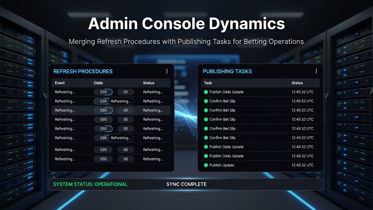 Admin console interface displaying merged refresh and publishing controls for betting platforms