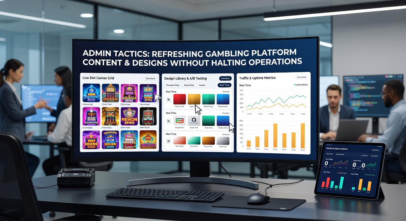 Gambling platform dashboard showing content and design update tools in action during live operations