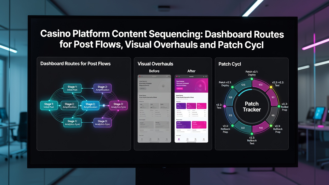 Visual overhaul timeline and patch cycle dashboard for gambling site content management