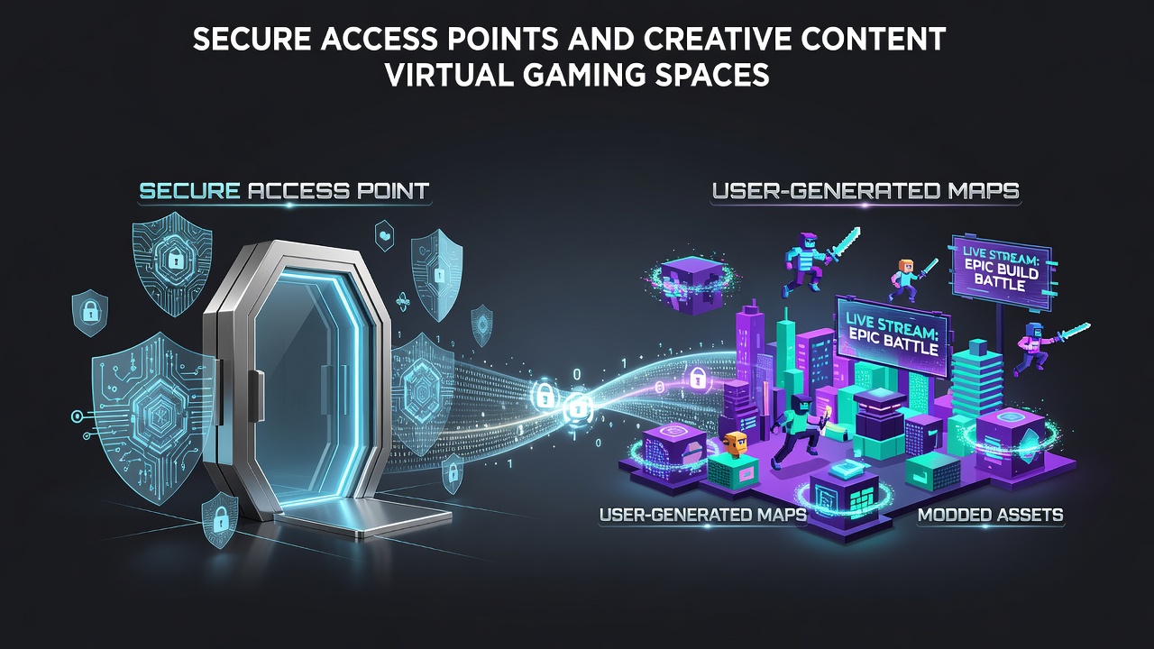Secure login interfaces integrated with virtual gaming platforms showing authentication layers