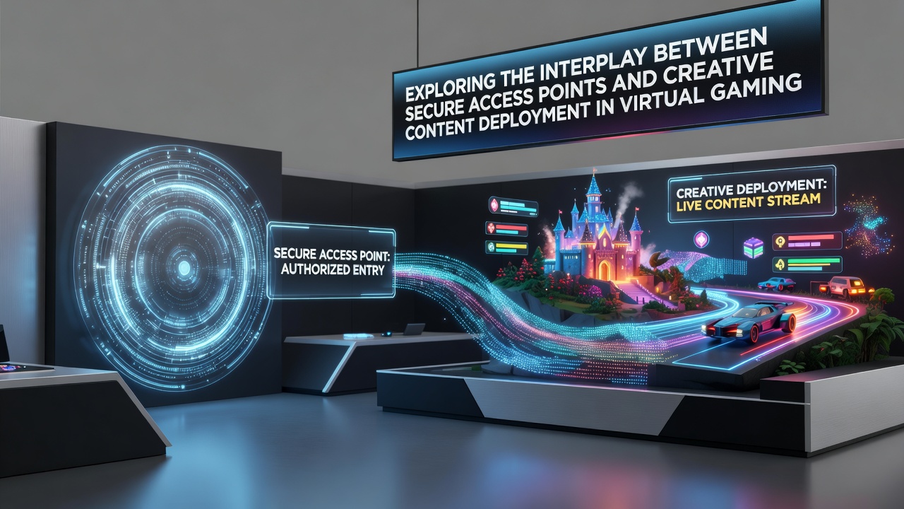 Content deployment dashboard displaying update timelines alongside access security metrics in a gaming environment