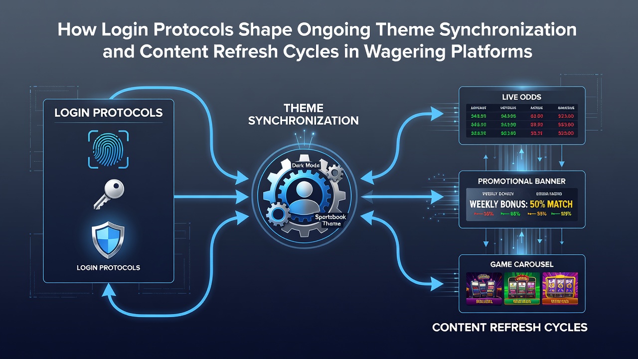 Flowchart illustrating content refresh cycles triggered by authenticated user sessions in wagering environments