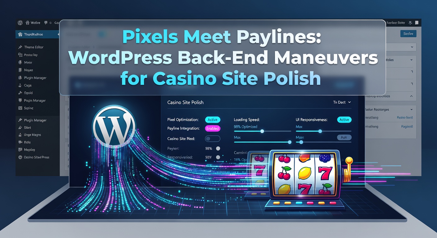 WordPress dashboard interface showing casino theme customization panels with vibrant slot game previews and plugin integrations