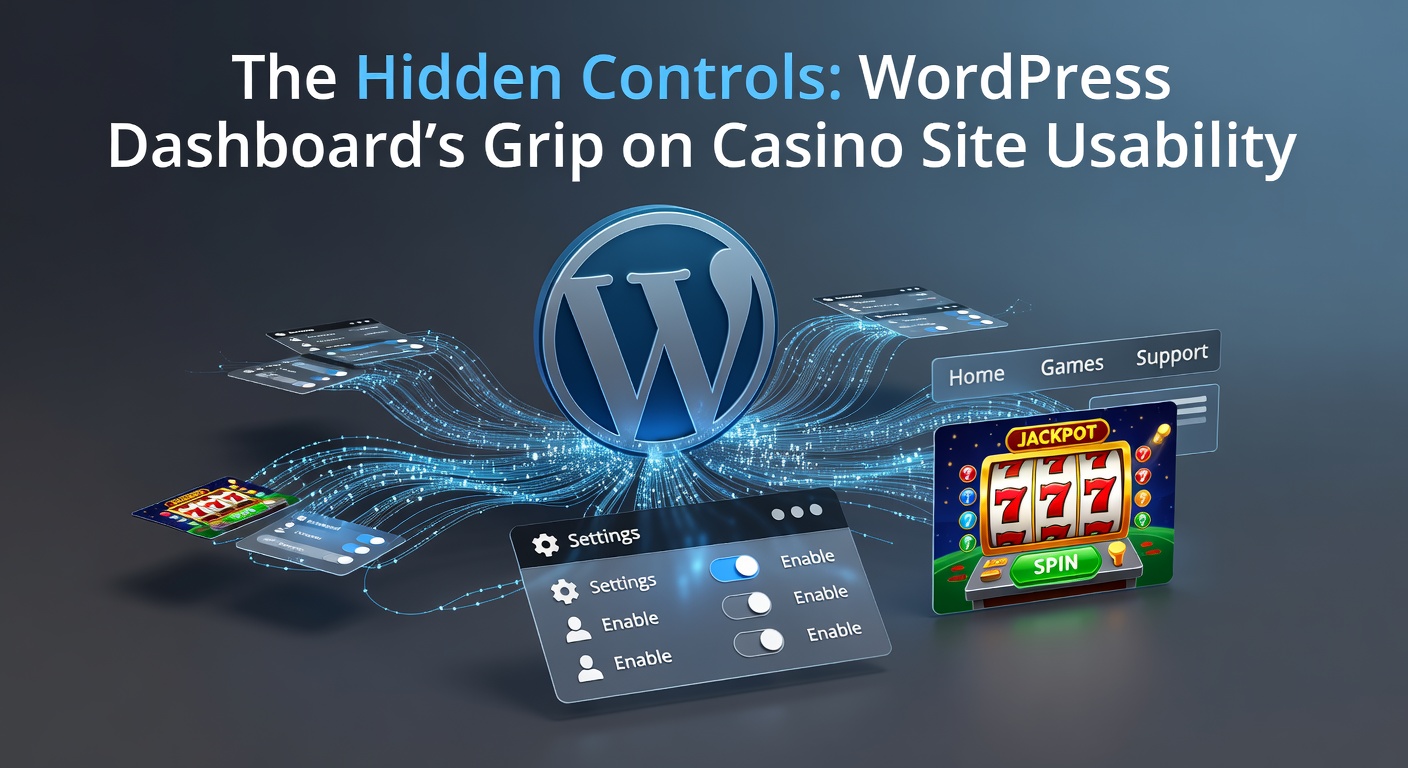 Screenshot of WordPress dashboard interface highlighting customization panels for casino site themes and plugins